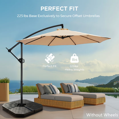 95/225lbs Patio Umbrella Stand Base with Wheels, Heavy Duty Rolling Weights, Outdoor Market Umbrella Base with 4 Wheels, 2 Locks, Refillable High-Density HDPE Material Umbrella Weights, for Lawn, Garden, Deck, Poolside