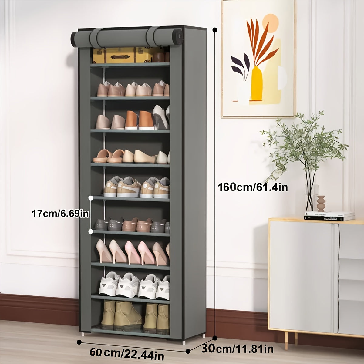 Portable Shoe Cabinet - 5/6/9/3 Tier Shoe Organizer with Nonwoven Fabric Cover, Suitable for Various Scenes Such As Entryway, Easy to Assemble, Shoe Storage Shelf for 27-35 Pairs Of Shoes, Suitable for Sneakers, High Heels, And Boots