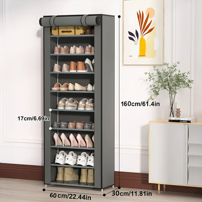 Portable Shoe Cabinet - 5/6/9/3 Tier Shoe Organizer with Nonwoven Fabric Cover, Suitable for Various Scenes Such As Entryway, Easy to Assemble, Shoe Storage Shelf for 27-35 Pairs Of Shoes, Suitable for Sneakers, High Heels, And Boots