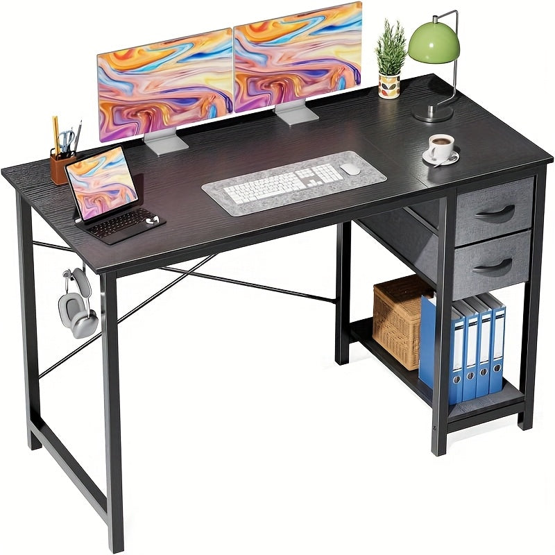 47-Inch Computer Gaming Desk with 2 Adjustable Fabric Storage Drawers, Ideal for Work, Writing, And Study, Computer Desk