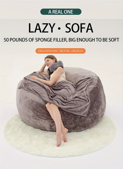 Beanbag Sofa Chair Set, Contains Bean Bag Chair, U-Shape Pillow, Blanket, And 6FT Carpet. Large Round Soft Removable Machine Washable Beanbag Sofa, with Filling, 50 Lb Memory Sponge Filled Living Room Bedroom Gamingroom Sofa Bed Relaxation