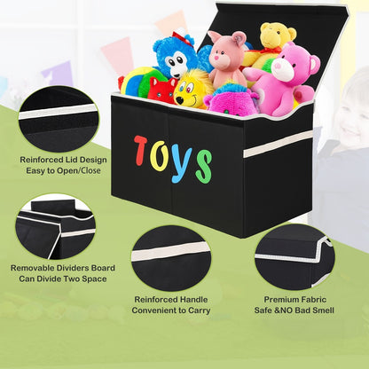 Extra Large Box, Collapsible Sturdy Kids Chest for Boys, Girls, Kids, Storage Organizer Storage Bins with Lids, Box Basket for Living Room, Bedroom, Nursery