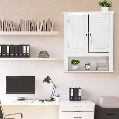 Over The Toilet Bathroom Cabinet with 2 Doors & Adjustable Shelf, Wall Mounted MDF Medicine Storage Organizer for Small Bathrooms, Toilet Paper & Medicines