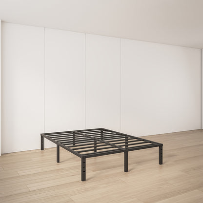 Heavy-duty Metal Bed Frame with Under-bed Storage Sturdy Mattress Base, Free Shipping/easy Assembly, No Spring Mattress Required, Available In 14", 16", And 18" Sizes, Black, Ideal for Apartments, Guest Rooms, And More