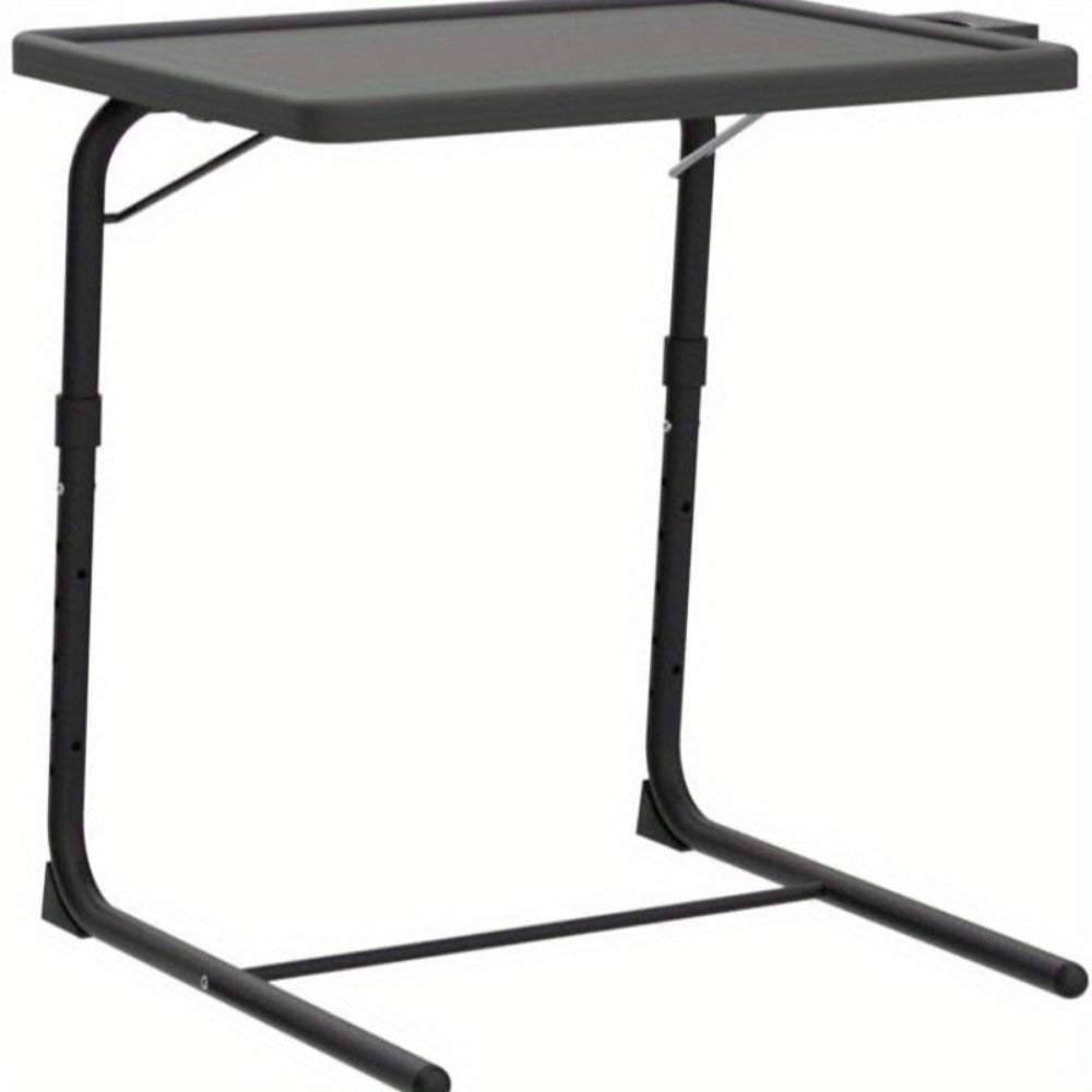 Adjustable Folding TV Tray Table with 6 Height & 3 Tilt Angle Settings, Portable Foldable Desk for Sofa Bed Laptop Dining Reading, 1/2/3 Pack for Living Room Bedroom Restaurant, Black & Gray