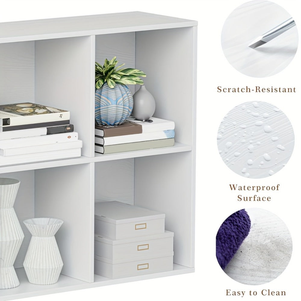 Cube Storage Bookshelf 2 3 4 6 8 9 Cube Open Display Cabinet Thick Frame Floor Standing Bookcase with Anti-Tip Kit for Living Room Bedroom Study, 4 Colors