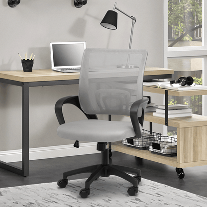 Mesh Office Home Chair, Mid Back Ergonomic Rolling Swivel Chair with Padded Seat and Armrest