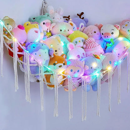 A Plush Toy Storage Hammock With Built-In Lighting, Ideal For Storing Unused Plush Toys And Indoor Items, As Well As Small Accessories For Halloween, Christmas, Easter, And Thanksgiving.