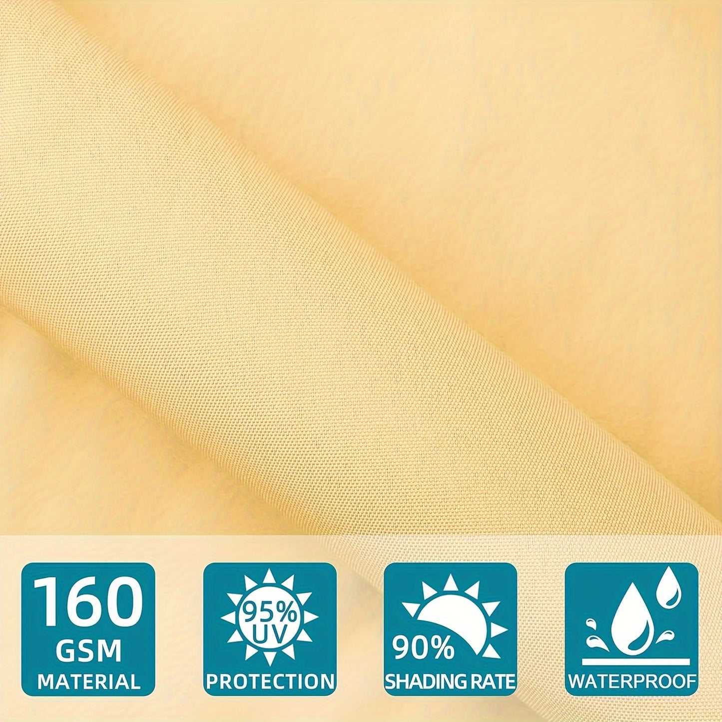 Waterproof Sun Shade Sail | UV Block Sunshade for Pool, Backyard, Yard Deck, Patio, Garden | 160-170gsm Polyester Fabric, 91- Shading Rate, Blackout Capability