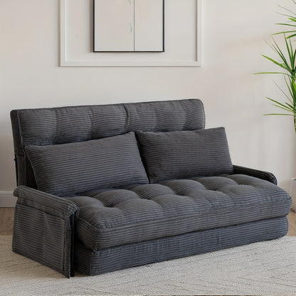 Convertible Sofa Bed with Memory Foam, Foldable Sleeper Chair Corduroy Fabric Metal Frame, Space Saving Sofa for Small Apartment Living Room Bedroom Studio Guest Room
