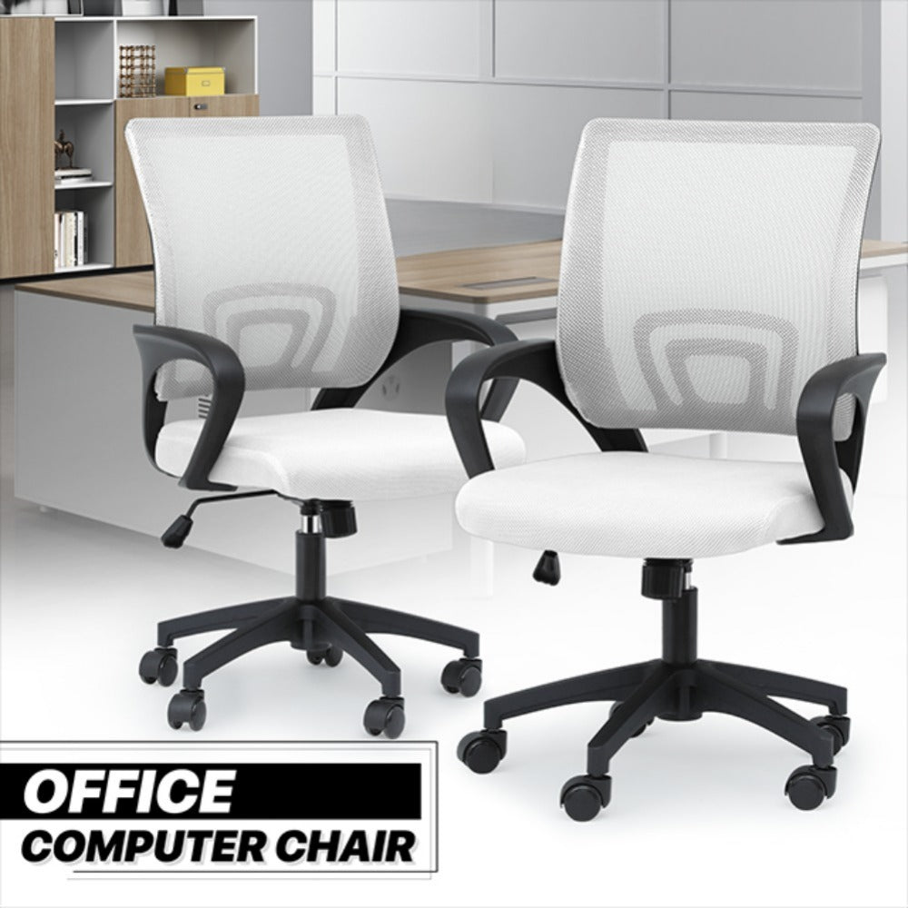 Ergonomic Office Chair Mid-Back Mesh Swivel Desk Chair with Lumbar Support Adjustable Height Sponge Seat Rolling Wheels, 300 lbs Capacity, 6 Colors, 1 or 2 Pack