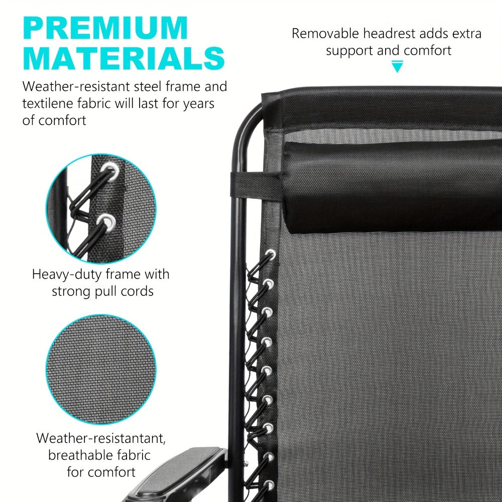 Zero Gravity Recliner Chair Portable Folding Lounge Chair with Adjustable Pillow for Beach Camping Patio Outdoor – Lightweight Foldable Reclining Chair 26 & 29 Inch, Free US Shipping