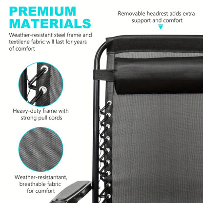Zero Gravity Recliner Chair Portable Folding Lounge Chair with Adjustable Pillow for Beach Camping Patio Outdoor – Lightweight Foldable Reclining Chair 26 & 29 Inch, Free US Shipping