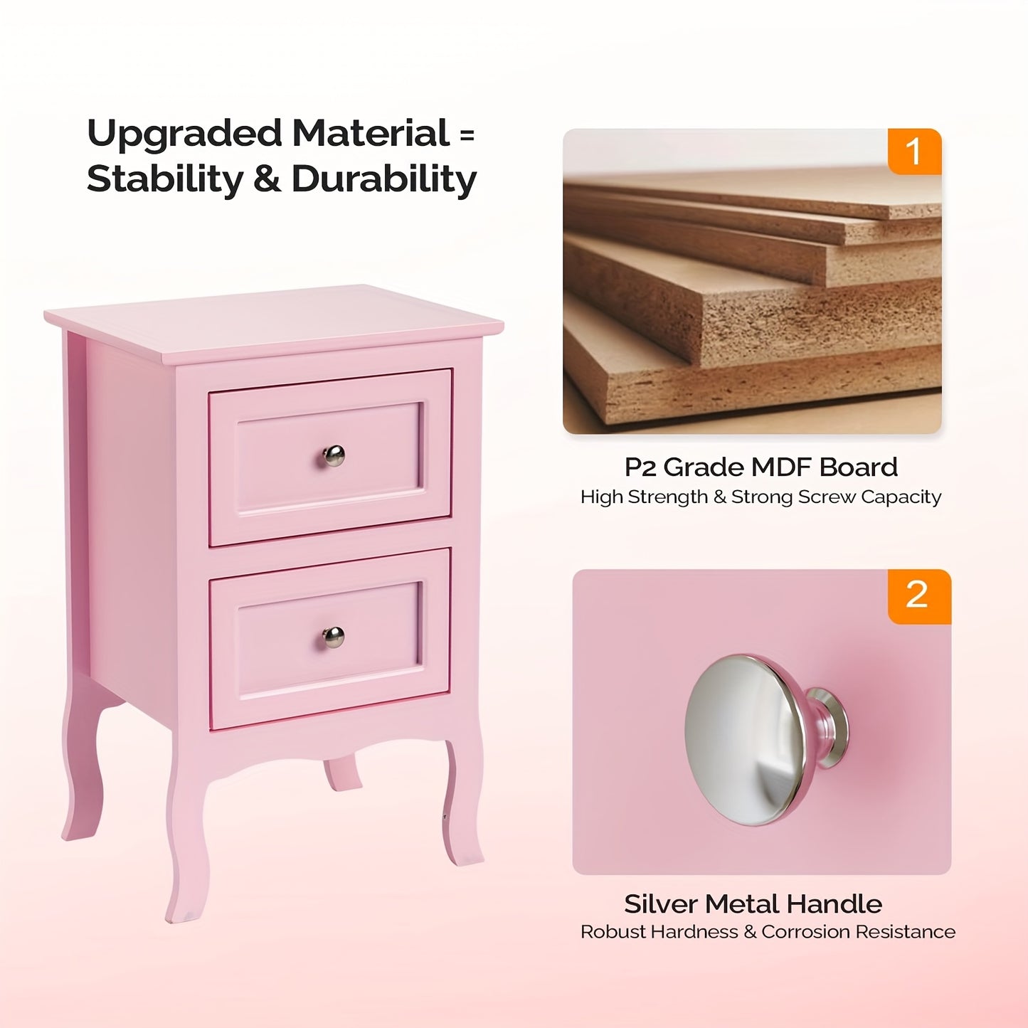 [Nightstand with Drawers] Bonnlo Nightstand for Bedrooms, Small Bed Side Table with Drawers for Small Spaces