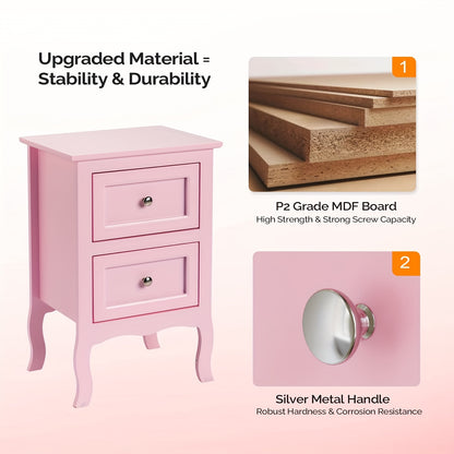 [Nightstand with Drawers] Bonnlo Nightstand for Bedrooms, Small Bed Side Table with Drawers for Small Spaces