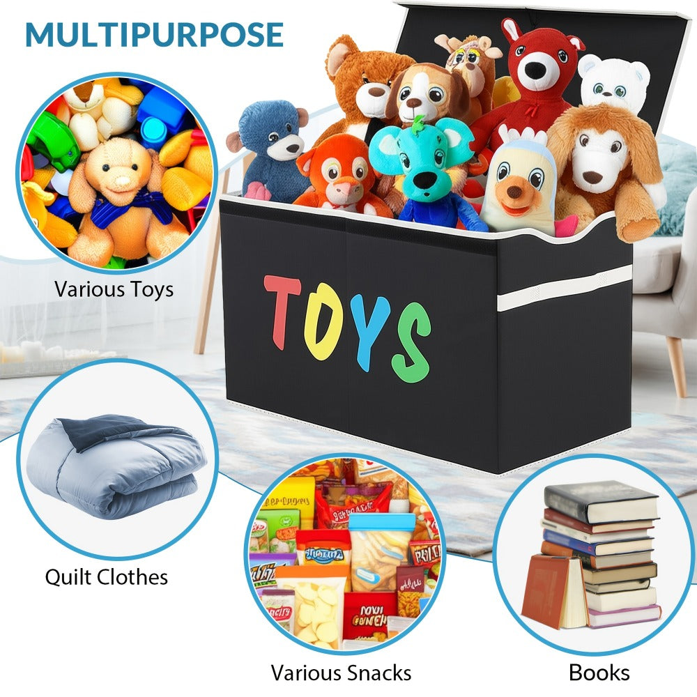 Kids Box Chest - Extra Large Lightweight Collapsible Storage Organizer Boxes Bins Baskets for Children, Boys, Girls, for nursery Room, Playroom, Closet Home Storage Boxes with Big Handles for Nursery, 26.8"X13.8"X16"