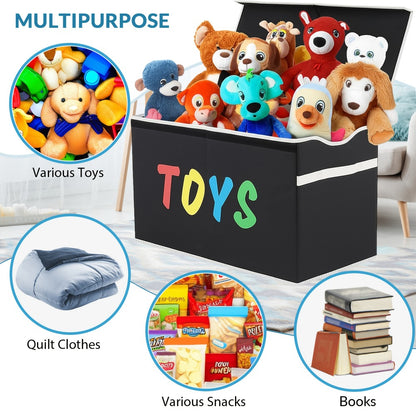 Kids Box Chest - Extra Large Lightweight Collapsible Storage Organizer Boxes Bins Baskets for Children, Boys, Girls, for nursery Room, Playroom, Closet Home Storage Boxes with Big Handles for Nursery, 26.8"X13.8"X16"