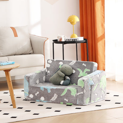 Tiita Kids Sofa Chair, 2 In 1 Fold Out Couch, Comfy Kids Sofa For Playroom-Extra Soft 2 Seats, Glow In The Dark Children Couch To Lounger For Girls Boys