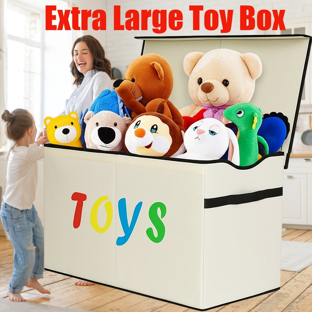 Extra Large Box, Collapsible Sturdy Kids Chest for Boys, Girls, Kids, Storage Organizer Storage Bins with Lids, Box Basket for Living Room, Bedroom, Nursery