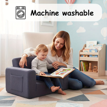 2-in-1 Foldable Kids Convertible Sofa Chair with Fold-Out Lounger for Kids' Room detail image - detail view 20