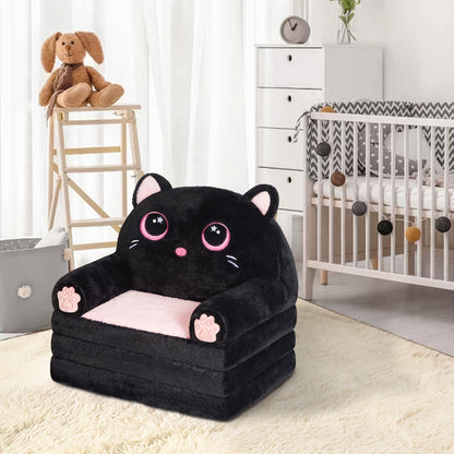 Kids Sofa Chair, Kids Foldable Sofa Chair 2-in-1 Velvet Memory Foam Cat Lounger for Girls shown in the main product view