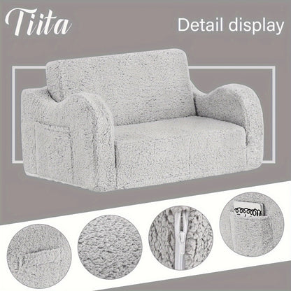 2-in-1 Kids Convertible Sofa Chair, Kids Flip-Out Chair for Comfortable Everyday Seating detail image - detail view 12
