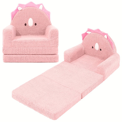 Kids Sofa shown in the 3-Fold Sofa, Pink Triceratops option