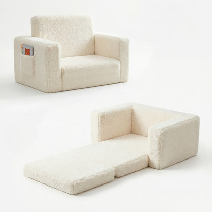 2-in-1 Velvet Kids Convertible Sofa Chair with Fold-Out Lounger for Kids' Room detail image - detail view 6