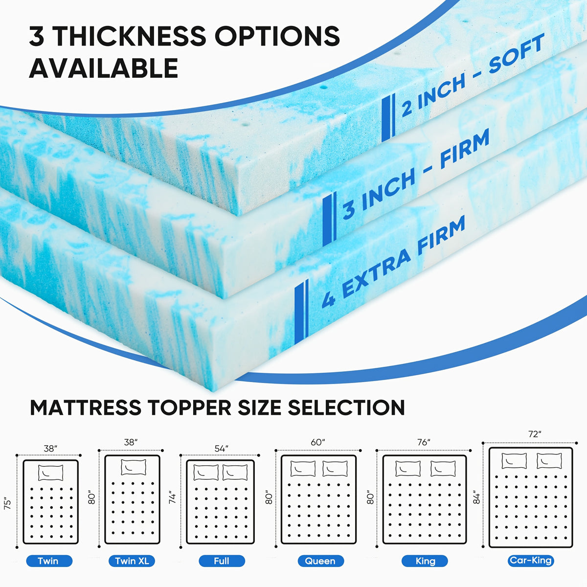 Mattress Topper shown in the Full (4 Inch) option