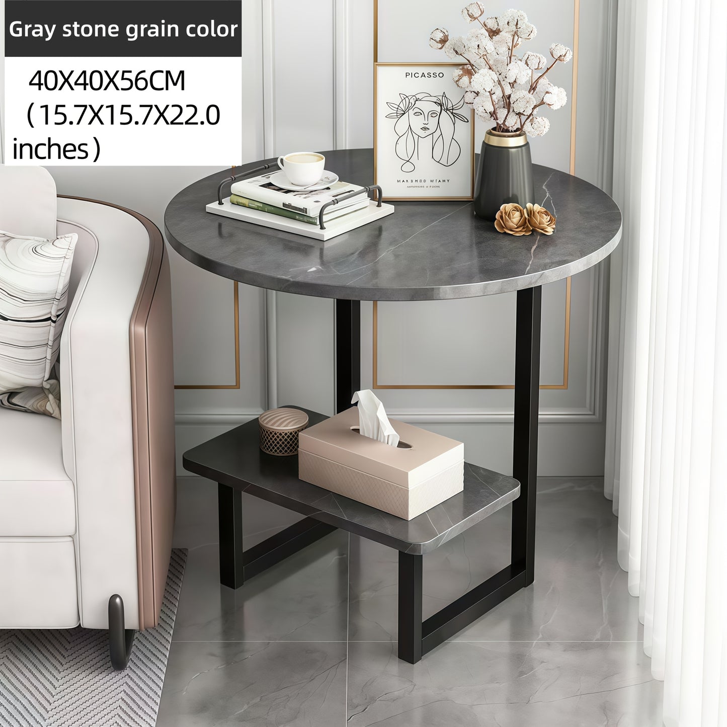 Side Table shown in the Black marble pattern option