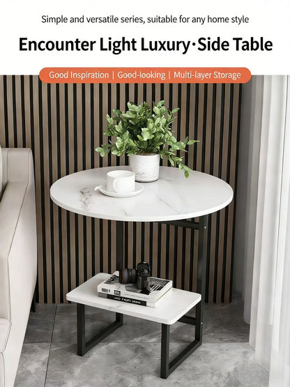 2-Layer Metal Side Table, Bedside End Table for Work, Display, and Everyday Use detail image - detail view 16