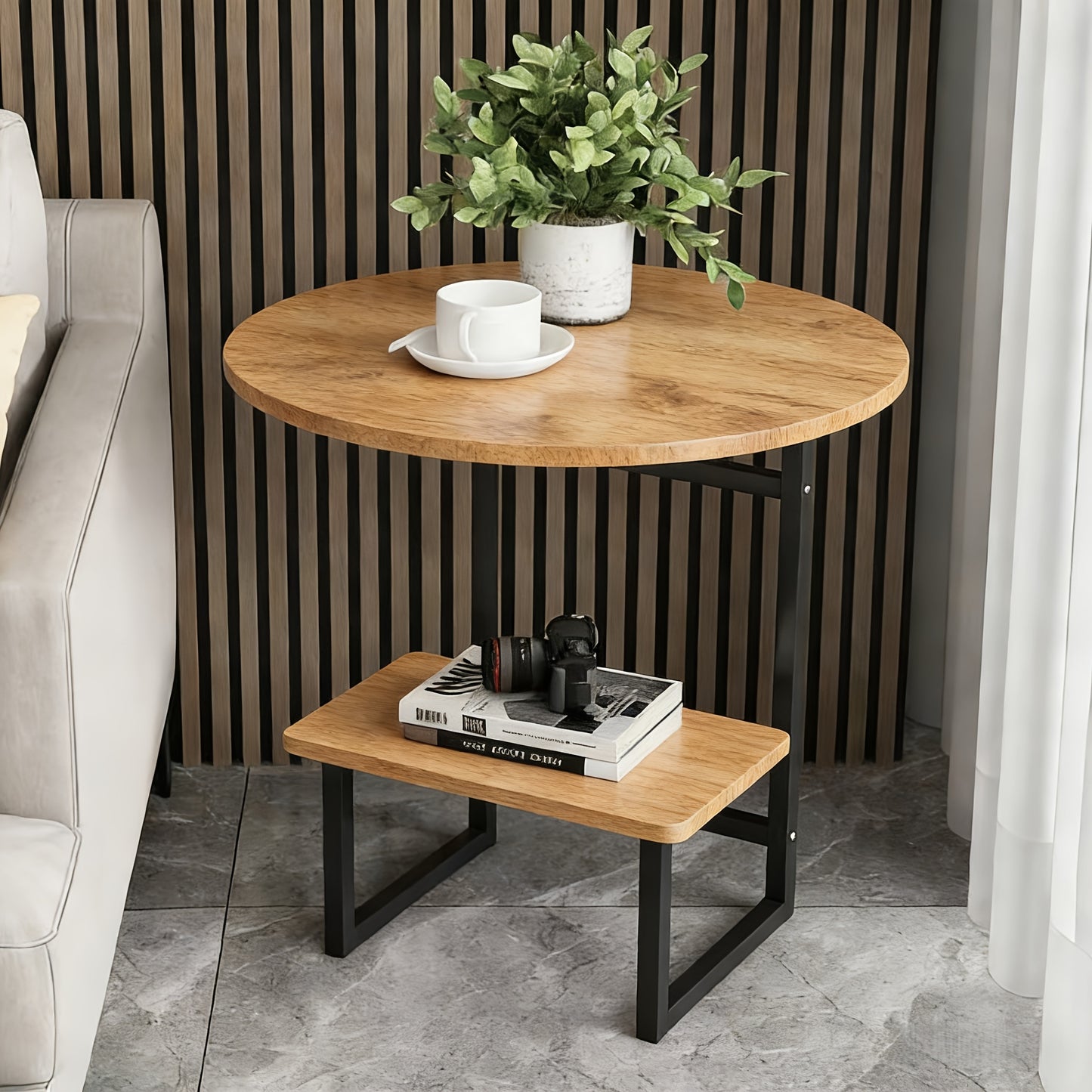 Side Table shown in the Light Oak option