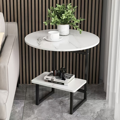 Side Table, 2-Layer Metal with Storage Shelf Compact Modern Light Luxury Sofa Bedside End shown in the main product view