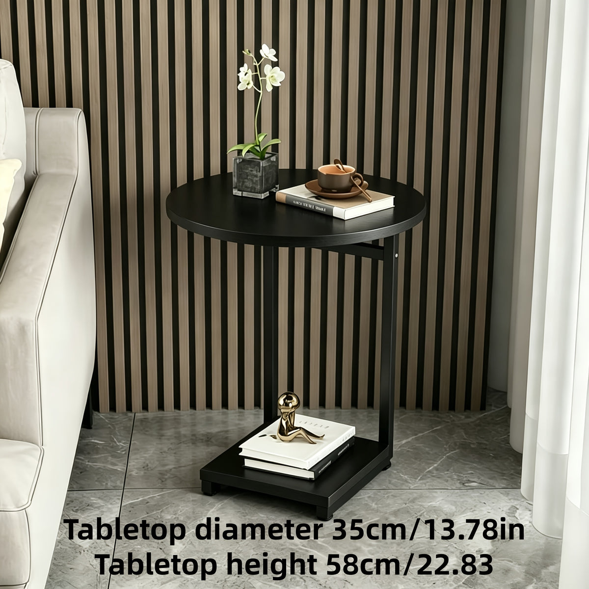 Side Table shown in the Single-layer light luxury high appearance black glossy option