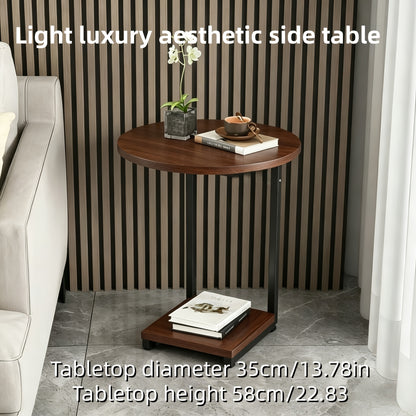 Side Table shown in the Single-layer light luxury texture dark wood grain option