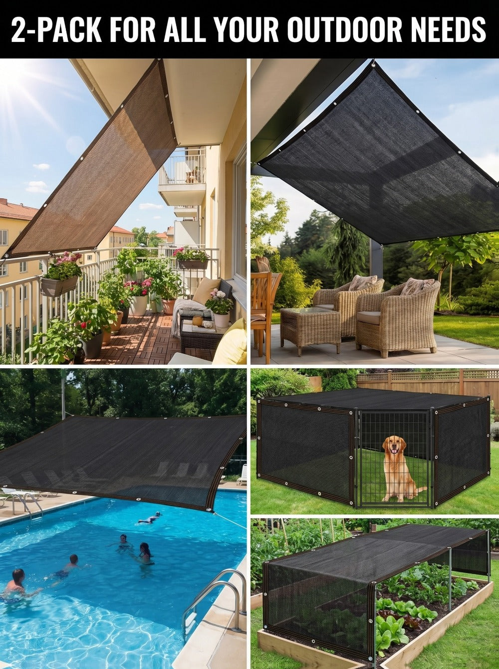 2-Pack Outdoor Sun Shade Sail with UV Protection for Outdoor Shade and Protection in Patio detail image - detail view 48