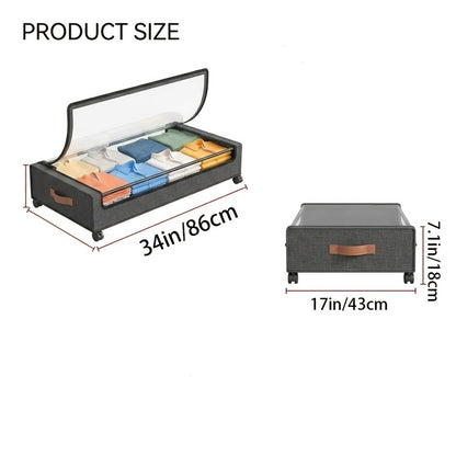 2-Pack Rolling Under Bed Storage with Rolling Wheels for Bedroom detail image - detail view 4