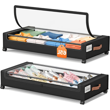 2-Pack Rolling Under Bed Storage with Rolling Wheels for Bedroom detail image - detail view 7