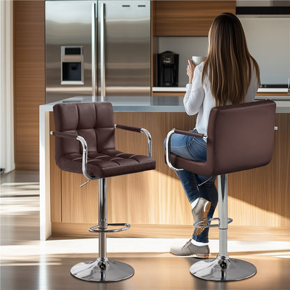 2-Piece Set Faux Leather Bar Stool for Kitchen and Dining Room detail image - detail view 6