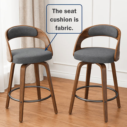 2-Piece Set Faux Leather Bar Stools with Solid Wood Construction and Adjustable Height detail image - detail view 10