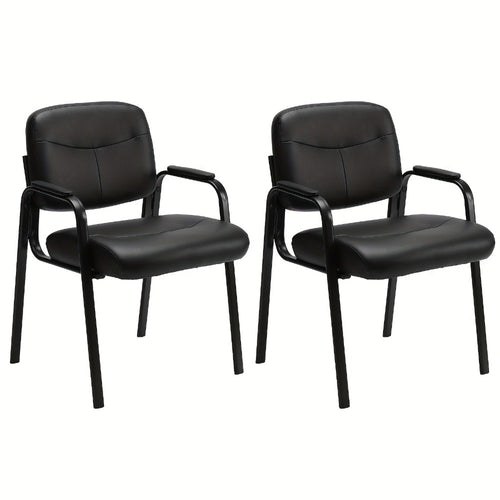 Guest Chair, Waiting Room Chairs Set of 2, Leather with Padded Arms - No Wheels Reception shown in the main product view