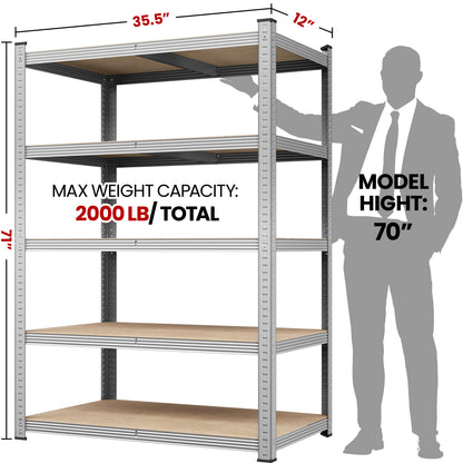 2-Piece Set Metal Storage Shelving Unit with Tool-Free Assembly and Multiple Color Options detail image - detail view 5