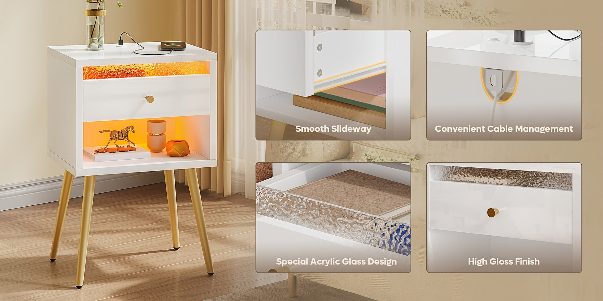 2-Piece Set Nightstand, Bedroom Side Table for Practical Everyday Home Use detail image - detail view 19