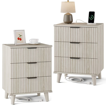 Nightstand shown in the Set of 2-White Oak option