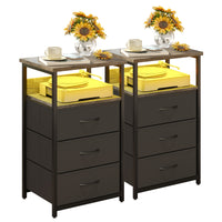 2pcs-3 Drawers-Gray&Black