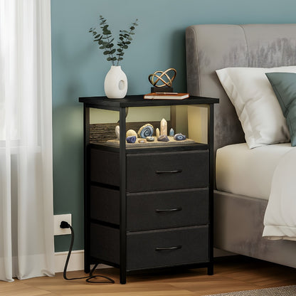 2-Piece Set Nightstand with Charging Station and LED Lighting for Bedroom detail image - detail view 8