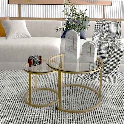 Coffee Table shown in the Clear Glass-Golden option
