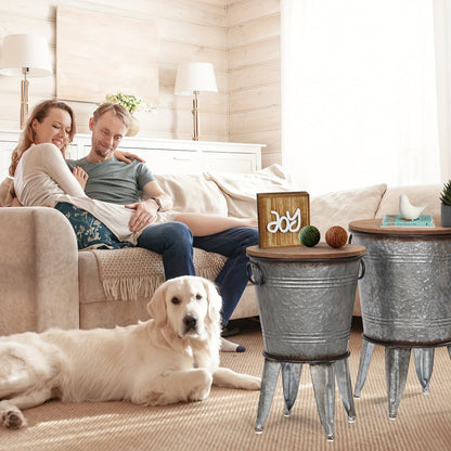 2-Piece Set Round End Table with Stackable Design for Work, Display, and Everyday Use detail image - detail view 8