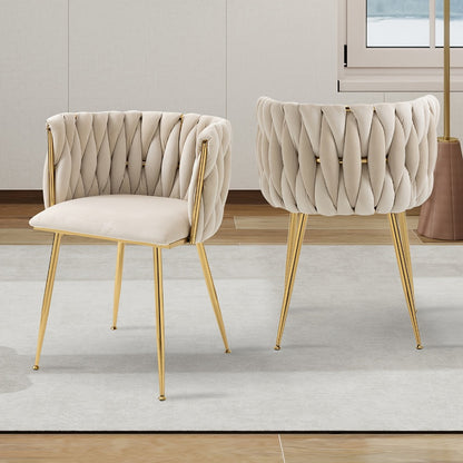 Dining Chair, Velvet Dining Chairs Set of 2 with Gold Metal Legs, Upholstered Accent Chair shown in the main product view