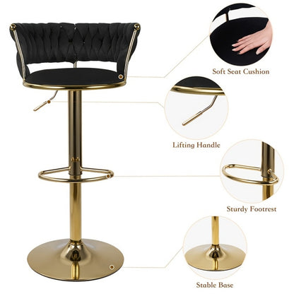 2-Piece Set Velvet Bar Stool with Adjustable Height for Kitchen detail image - detail view 10